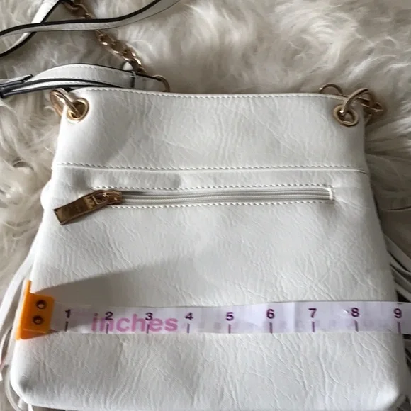 NWT Americana red white blue purse fringes vegan leather zipper compartments - Picture 11 of 12